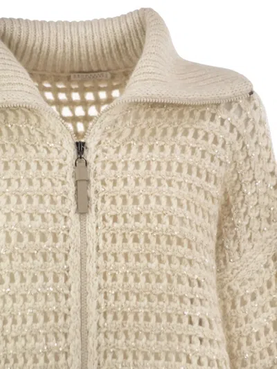 Brunello Cucinelli Sequin-embellished Openwork Cardigan In Multi