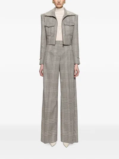 Nissa Checked Cropped Jacket In Gray