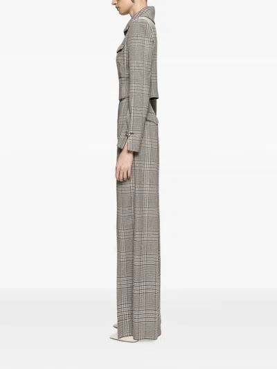 Nissa Checked Cropped Jacket In Gray