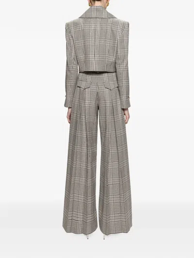 Nissa Checked Cropped Jacket In Gray