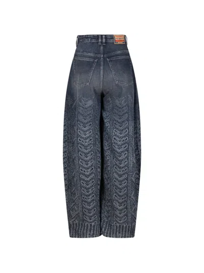 Diesel Patterned Wide-leg Jeans In Blue