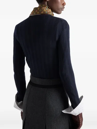 Prada Crew-neck Sweater In Blue