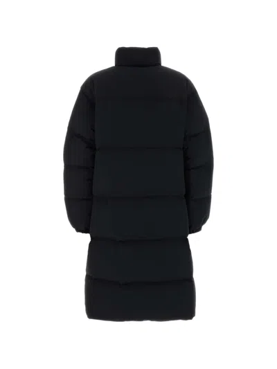 Jil Sander Long-sleeved Stand-up Collar Cotton Coat In Black