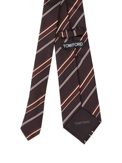 Tom Ford Stripe Jacquard Silk Tie In Multi