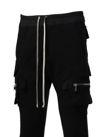 Rick Owens Mastodon Drawstring Cargo Pants In Black