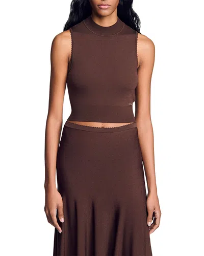 Sandro Fine Knit Cropped Shell Sweater In Multi