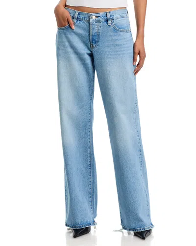 Frame The Pixie Gray Low Rise Jeans In Dodger Offset Hem In Blue