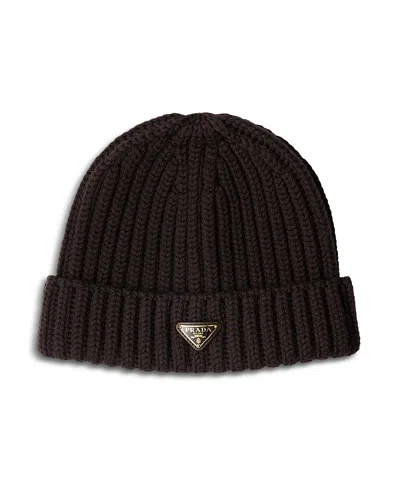 Prada Wool Beanie In Brown