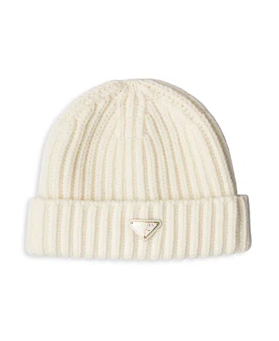 Prada Wool Beanie In Neutral