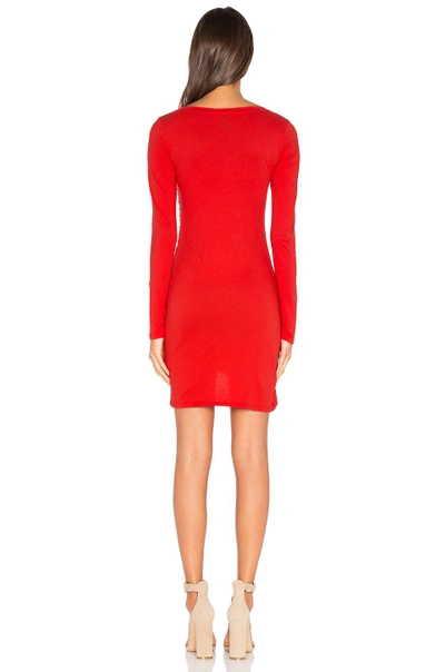 Shop Bobi Supreme Jersey Long Sleeve Ruched Mini Dress In Red