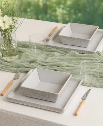 Stone Lain Grace 24-piece Dinnerware Set Stoneware In White