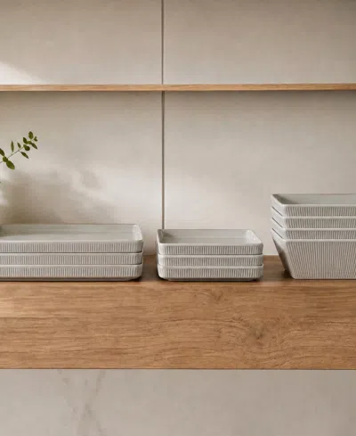 Stone Lain Grace Ribbed Stoneware 12-piece Dinnerware Set In White