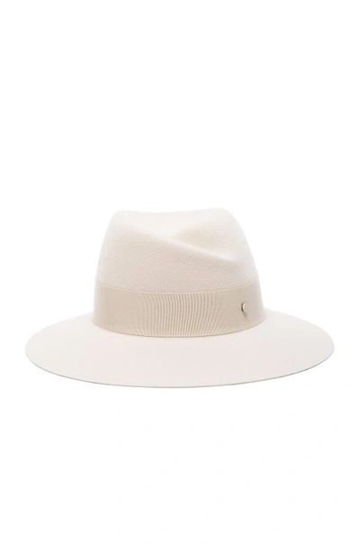 Maison Michel 'virginie' Rabbit Furfelt Fedora Hat In White