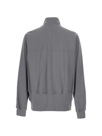 Rick Owens Grey Zip Up Solid Sweatshirt In Gray