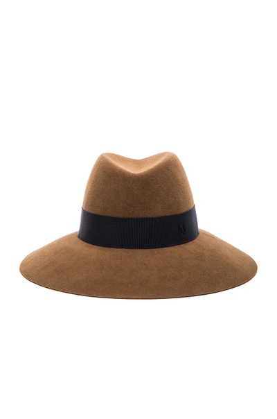 Shop Maison Michel Kate Vintage Large Hat In Camel