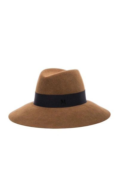 Shop Maison Michel Kate Vintage Large Hat In Camel
