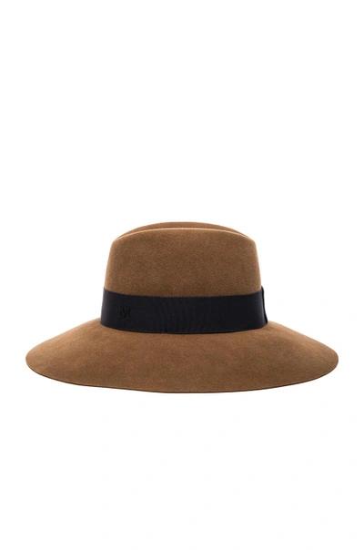 Shop Maison Michel Kate Vintage Large Hat In Camel