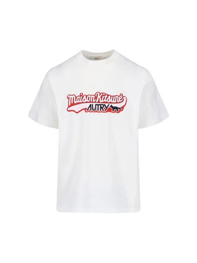 Autry Per Maison Kitsune Script Cotton T-shirt In White