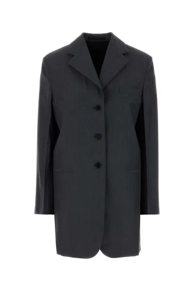 Jil Sander Oversized Wool Blend Blazer In Grey