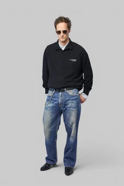 Acne Studios Wool Knit Polo In Black