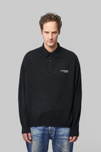 Acne Studios Wool Knit Polo In Black