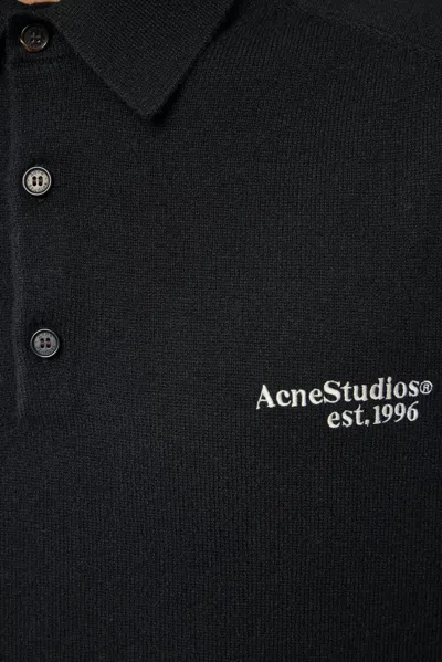 Acne Studios Wool Knit Polo In Black