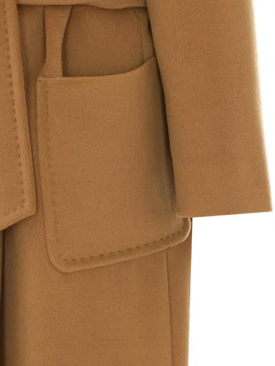 Max Mara Belted Virgin Wool Coat In Brown