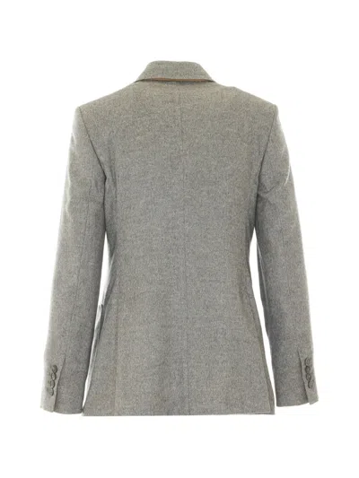 Max Mara Mxmflash Double-breasted Jacket In Gray