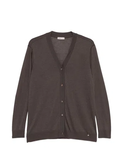 Herno Button-front Long-sleeve Knit Top In Brown