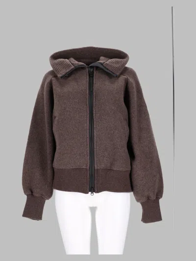 Canada Goose Brown Zip-front High Collar Wool-blend Sweatshirt In Brown