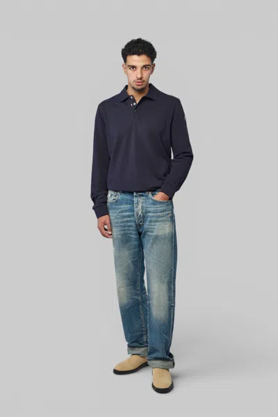 Moncler Ls Polo In Blue