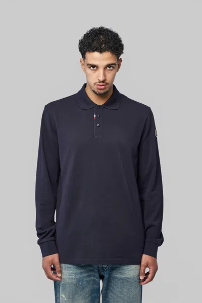Moncler Ls Polo In Blue