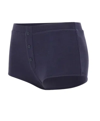Entire Studios Limone Buttoned Booty Shorts In Blue