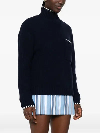 Sandro Ribbed-knit Sweater In Blue