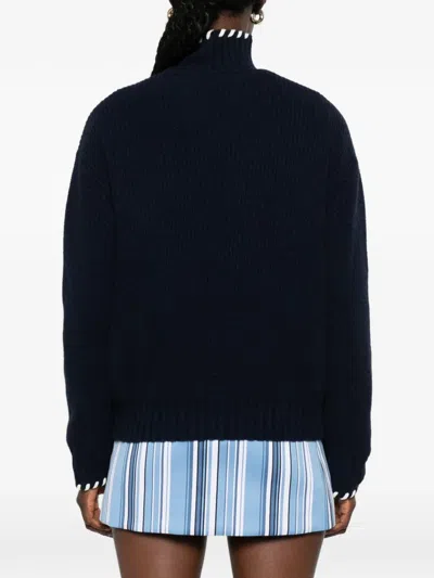 Sandro Ribbed-knit Sweater In Blue