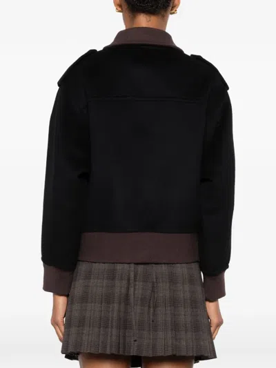 Sandro Epaulette Wool Jacket In Black
