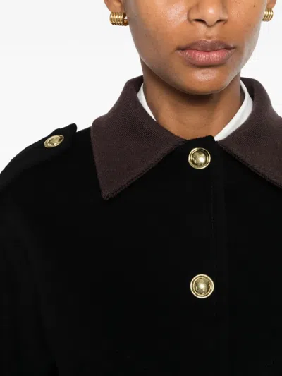Sandro Epaulette Wool Jacket In Black