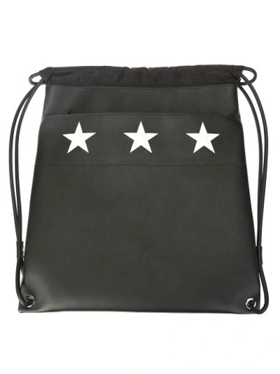 Shop Givenchy Stars Printend Black Leather Bag