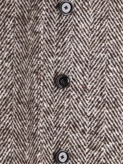 Lardini Herringbone Wool Belted Long Coat In Gray