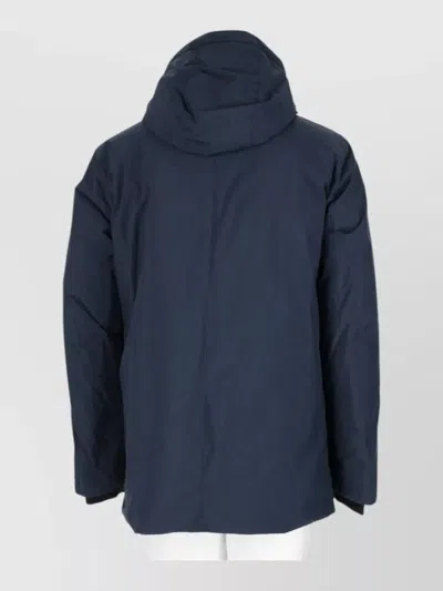 Woolrich Blue High-collar Wool-blend Jacket In Blue