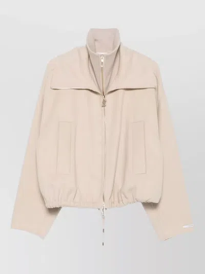 Sportmax Pure Wool Bomber Jacket With Removable Front Insert In Neutral