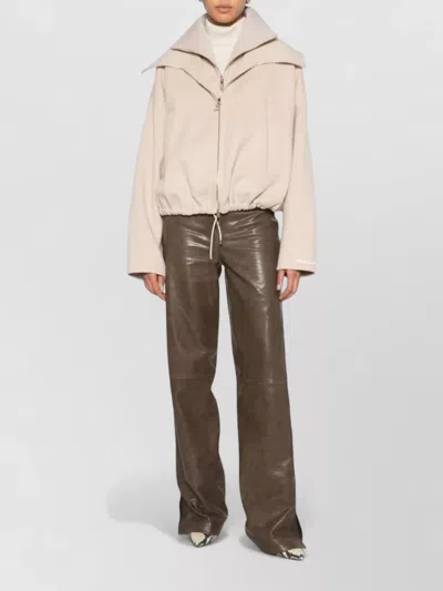 Sportmax Pure Wool Bomber Jacket With Removable Front Insert In Neutral