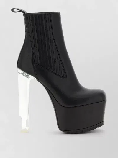 Rick Owens Leather Platform Ankle Boots In Black