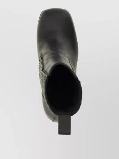 Rick Owens Leather Platform Ankle Boots In Black