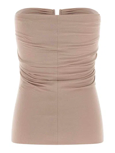 Rick Owens Pink Solid Strapless Top In Color Carne Y Neutral