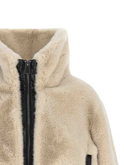 Pinko Fur-effect Cropped Jacket In Neutral