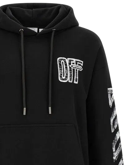 Off-white Motion Arrow Skate Black Cotton Hoodie With Distinctive Graphic Prints In Negro