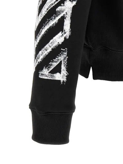 Off-white Motion Arrow Skate Black Cotton Hoodie With Distinctive Graphic Prints In Negro