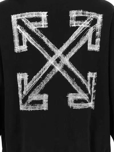Off-white Motion Arrow Skate Black Cotton Hoodie With Distinctive Graphic Prints In Negro