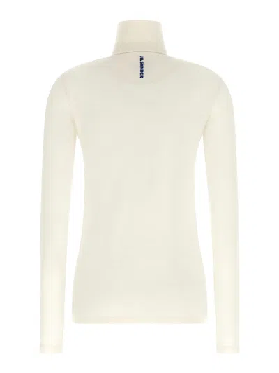 Jil Sander Half-zip Virgin Wool Blend Sweater In Blanco